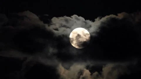 Moon time-lapse with clouds Stock Footage 8664706
