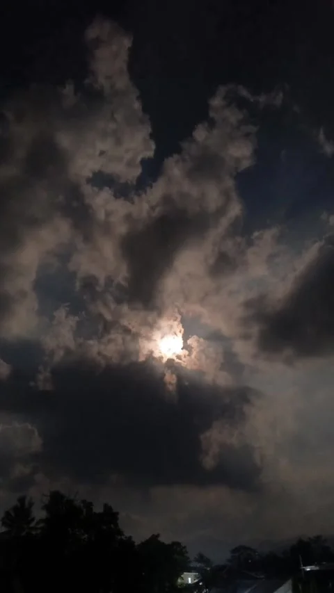 Moon Timelapse with Moving Clouds at Night Sky Stock Footage 327792518
