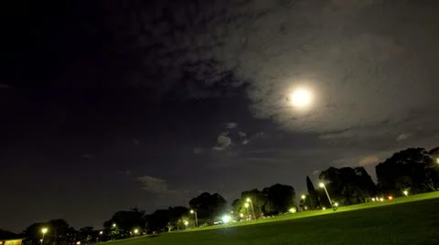 Moon Timelapse Over Ashfield Park Stock Footage 11936722