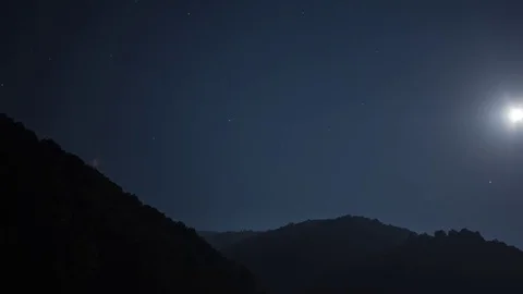 Moon timelapse setting in mountains Stock Footage 76484855