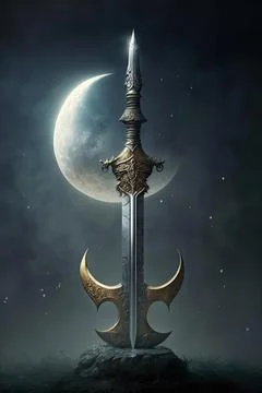 Moon touched sword Stock Illustration