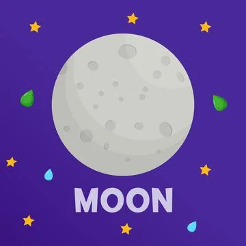 Moon. Type of planets in the solar system. Space. Flat vector illustration Ilustração Stock