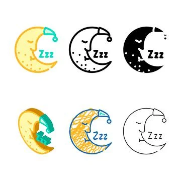 Moon types sleeping color icon vector Stock Illustration