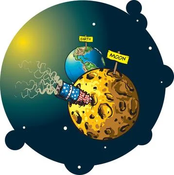 Moon-us rocket Stock Illustration