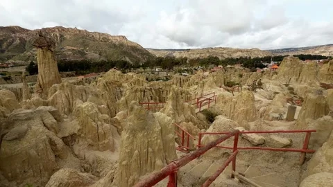 Moon Valley Clay Formations and Geological Labyrinth in La Paz, Bolivia Stock Footage 337226555