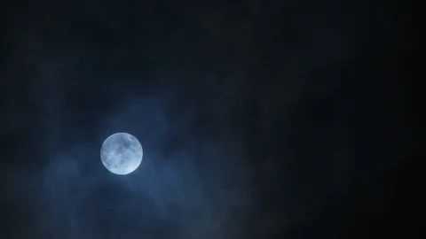 Moon Vanishes Behind Dark Clouds Stock Footage 91124839