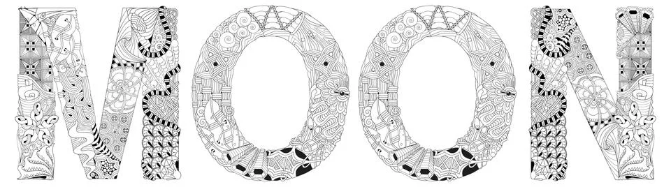 Moon. Vector zentangle object for coloring Ilustração Stock