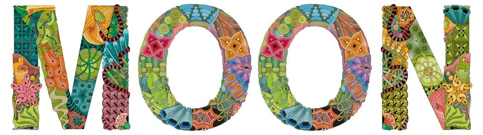 Moon. Vector zentangle object for decoration Stock Illustration