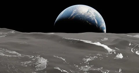 Moon view of earth Stock Footage 123346971