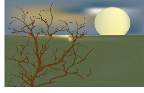 Moon view through the tree Stock Illustration