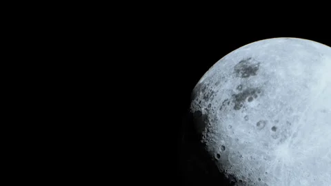 Moon viewed from Earth at night with clear details of the surface Stock Footage 345054739