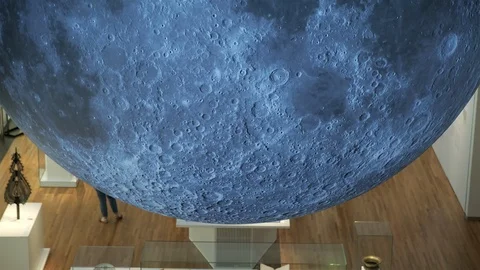The Moon: A Voyage Through Time at the Aga Khan museum in Toronto, Canada. Stock Footage 111401455