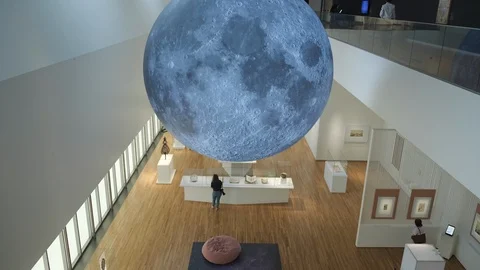 The Moon: A Voyage Through Time at the Aga Khan museum in Toronto, Canada. Stock Footage 111401531