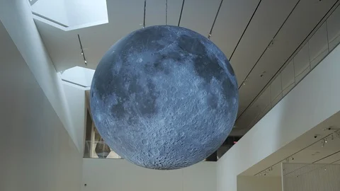 The Moon: A Voyage Through Time at the Aga Khan museum in Toronto, Canada. Stock Footage 111401883