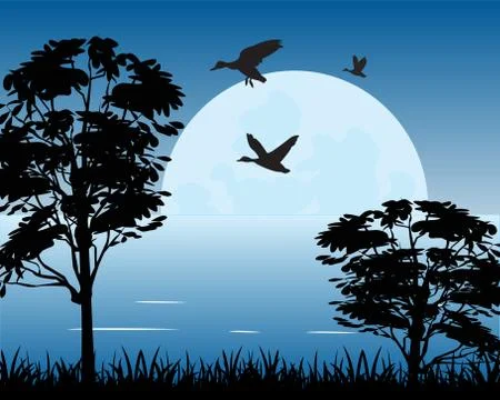 Moon on water Stock Illustration