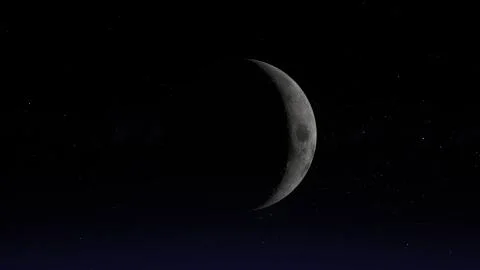 The Moon in Waxing Crescent phase. Stock Illustration
