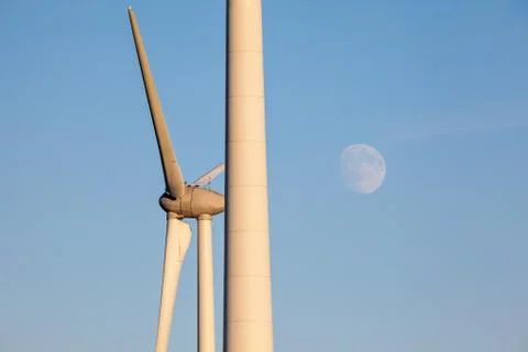 Moon whit windmill Stock Photos
