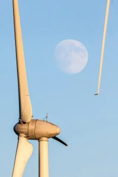 Moon whit windmill Stock Photos