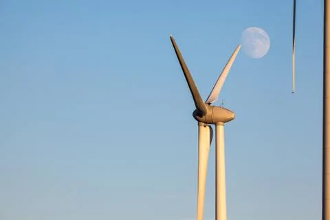 Moon whit windmill Stock Photos