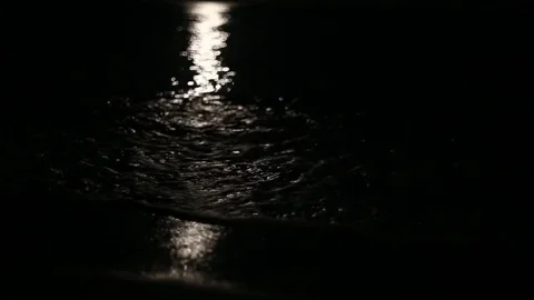 Moonbeam in sea at night close up. Stock Footage 80537198