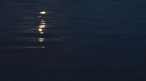 Moonbeams on Sultry Dark Water's Surface Stock Footage 8521368