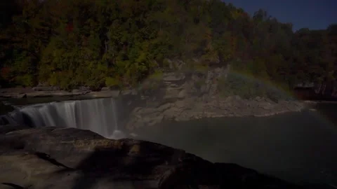 Moonbow Rainbow Full Moon Waterfall Cumberland Falls State Park Stock Footage 256171709