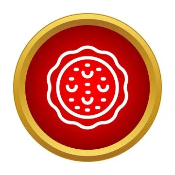 Mooncake icon on a red background featuring a gold border Stock Illustration