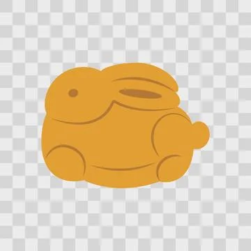 Mooncake Illustration in Rabbit Shape Mid Autumn Festival Minimalistic Flat Stock Illustration