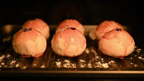 Mooncake Pastry Baking in a Hot Oven for Mid Autumn Festival Vídeos de archivo 345668994
