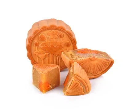 Mooncake on white background. Stock Photos