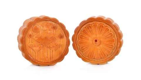 Mooncake on white background. Stock Photos