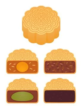 Mooncakes with different fillings Stock Illustration