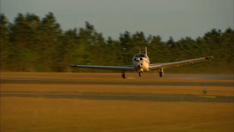Mooney Sunset Take Off Stock Footage 85573671