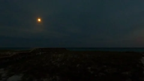 Moonfall--Sunrise Florida Beach Stock Footage 194544075