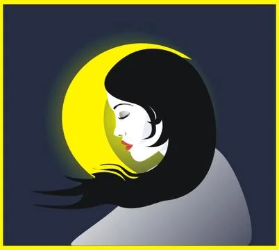 Moon&amp;Girl. Stock-Illustration