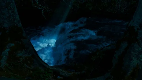 Moonlight Beams Through Mist on a Small Stream Vidéo 74606050