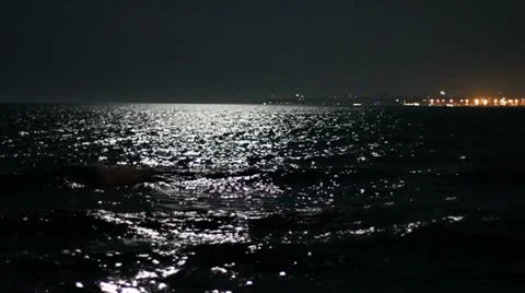 Moonlight on the Black Sea Video stock 11138490