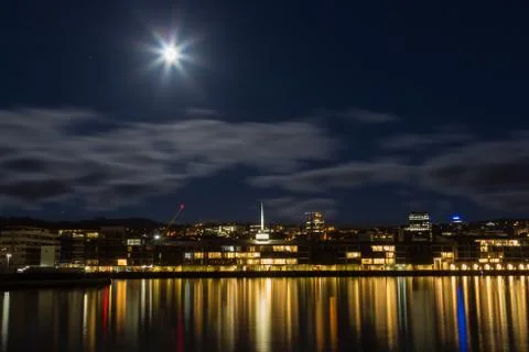 Moonlight city Stock Photos