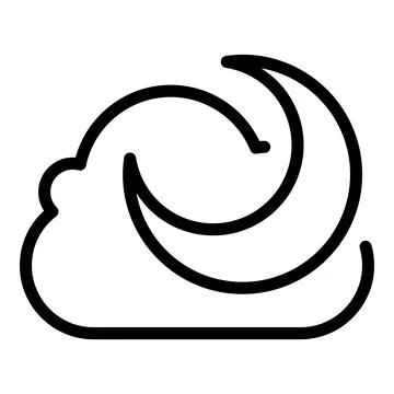 Moonlight cloud icon, outline style Stock Illustration