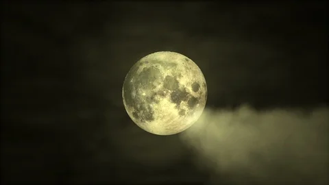 Moonlight cloudy sky. The clouds are moving through the moon. Stock Footage 93681345