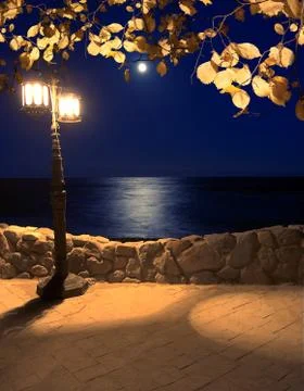 Moonlight on the coast lantern 스톡 사진
