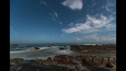Moonlight Magic Over Andaman Coast – Cinematic 4K Timelapse Stock Footage 322563390