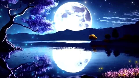 Moonlight on the mountains Stock Footage 264696972