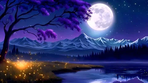 Moonlight on the mountains Video stock 273000787