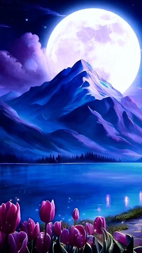 Moonlight on the mountains Stock Footage 273567837