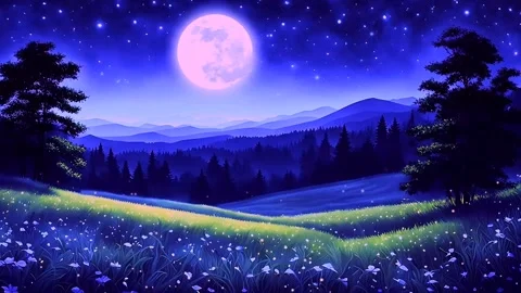 Moonlight on the mountains Stock Footage 273834708