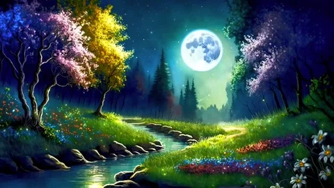 Moonlight on the mountains Stock Footage 279948225