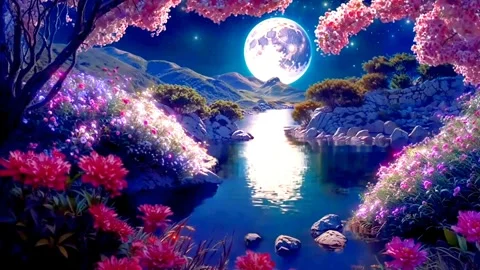 Moonlight on the mountains Stock Footage 281587968