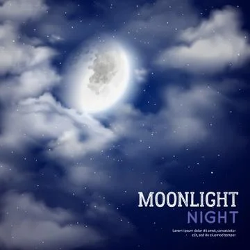 Moonlight night illustration Stock Illustration
