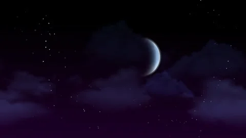 Moonlight Night with star and Cloud loop animation Video stock 325696430